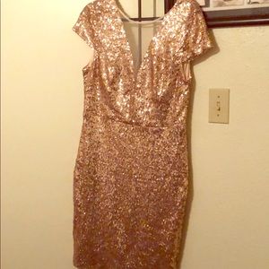 Bisou bisou brand gold sequin dress sz 14